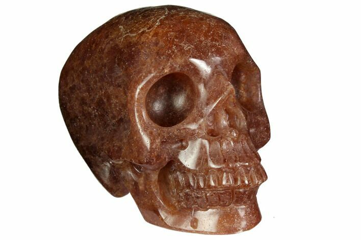 Realistic, Carved Strawberry Quartz Crystal Skull #150984